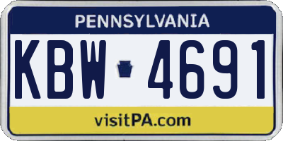 PA license plate KBW4691
