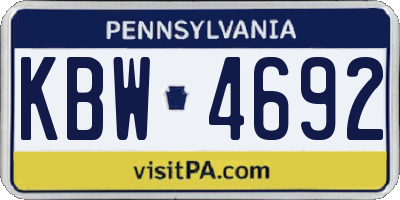 PA license plate KBW4692