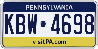 PA license plate KBW4698