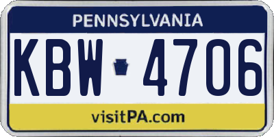 PA license plate KBW4706