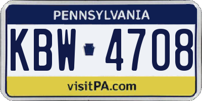 PA license plate KBW4708