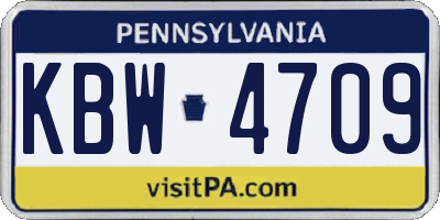 PA license plate KBW4709