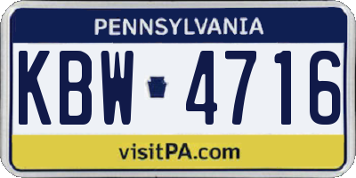 PA license plate KBW4716