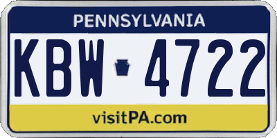PA license plate KBW4722