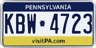 PA license plate KBW4723
