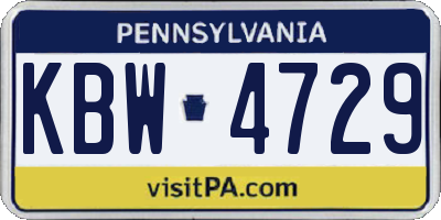 PA license plate KBW4729