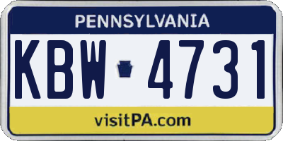 PA license plate KBW4731