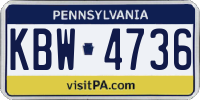 PA license plate KBW4736