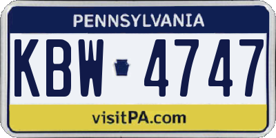 PA license plate KBW4747
