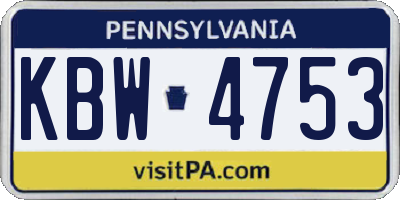PA license plate KBW4753