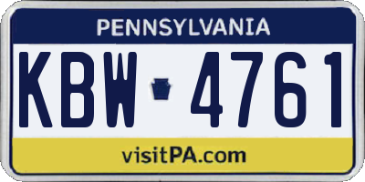 PA license plate KBW4761