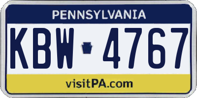 PA license plate KBW4767