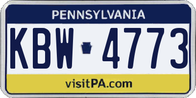 PA license plate KBW4773