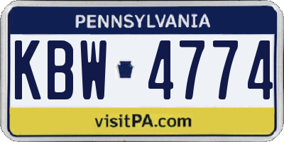 PA license plate KBW4774