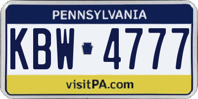 PA license plate KBW4777