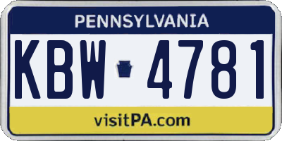 PA license plate KBW4781