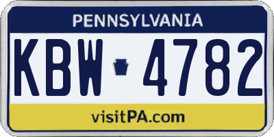 PA license plate KBW4782