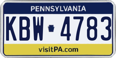 PA license plate KBW4783