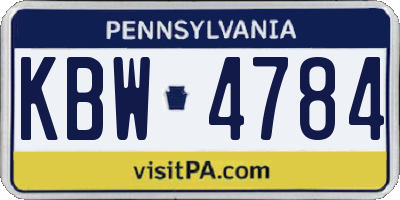 PA license plate KBW4784