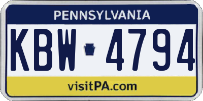 PA license plate KBW4794