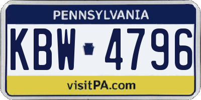 PA license plate KBW4796