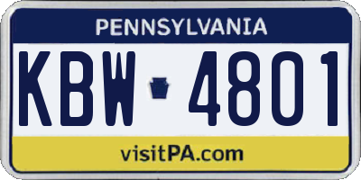 PA license plate KBW4801