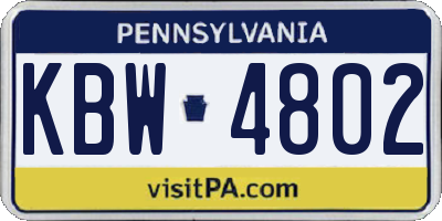PA license plate KBW4802