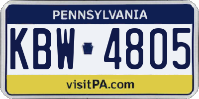 PA license plate KBW4805
