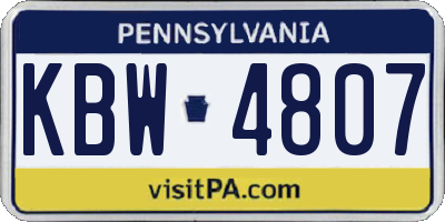 PA license plate KBW4807