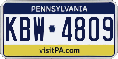 PA license plate KBW4809