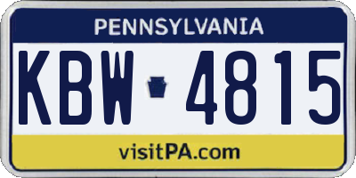PA license plate KBW4815