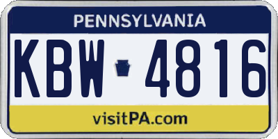 PA license plate KBW4816