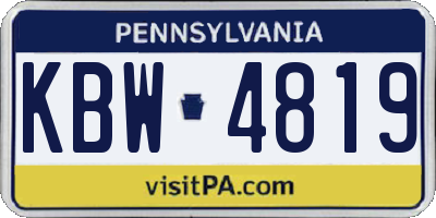 PA license plate KBW4819