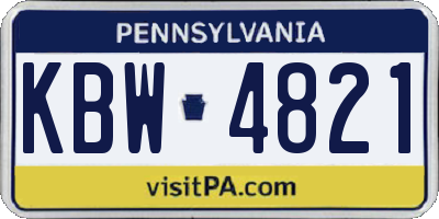 PA license plate KBW4821