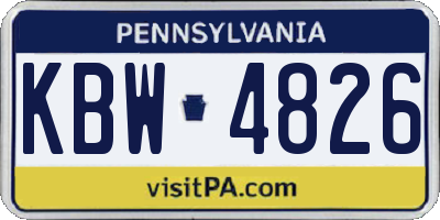 PA license plate KBW4826