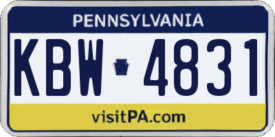 PA license plate KBW4831