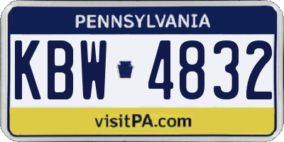PA license plate KBW4832