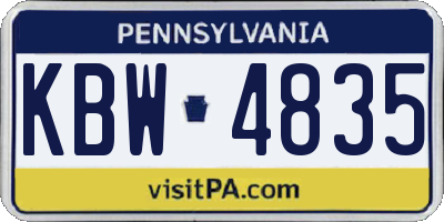 PA license plate KBW4835