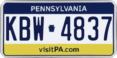 PA license plate KBW4837