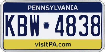 PA license plate KBW4838