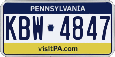 PA license plate KBW4847