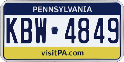 PA license plate KBW4849