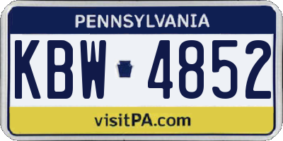 PA license plate KBW4852