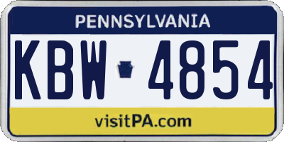 PA license plate KBW4854