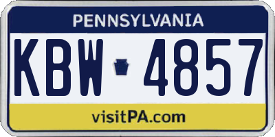 PA license plate KBW4857
