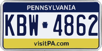PA license plate KBW4862