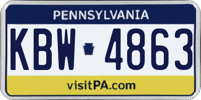 PA license plate KBW4863