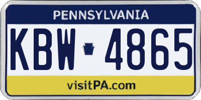 PA license plate KBW4865