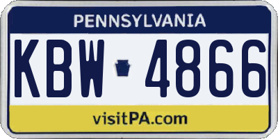 PA license plate KBW4866