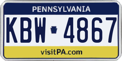 PA license plate KBW4867